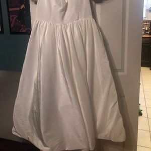 Ivory/WHITE velvet tea length dress sweetheart neckline